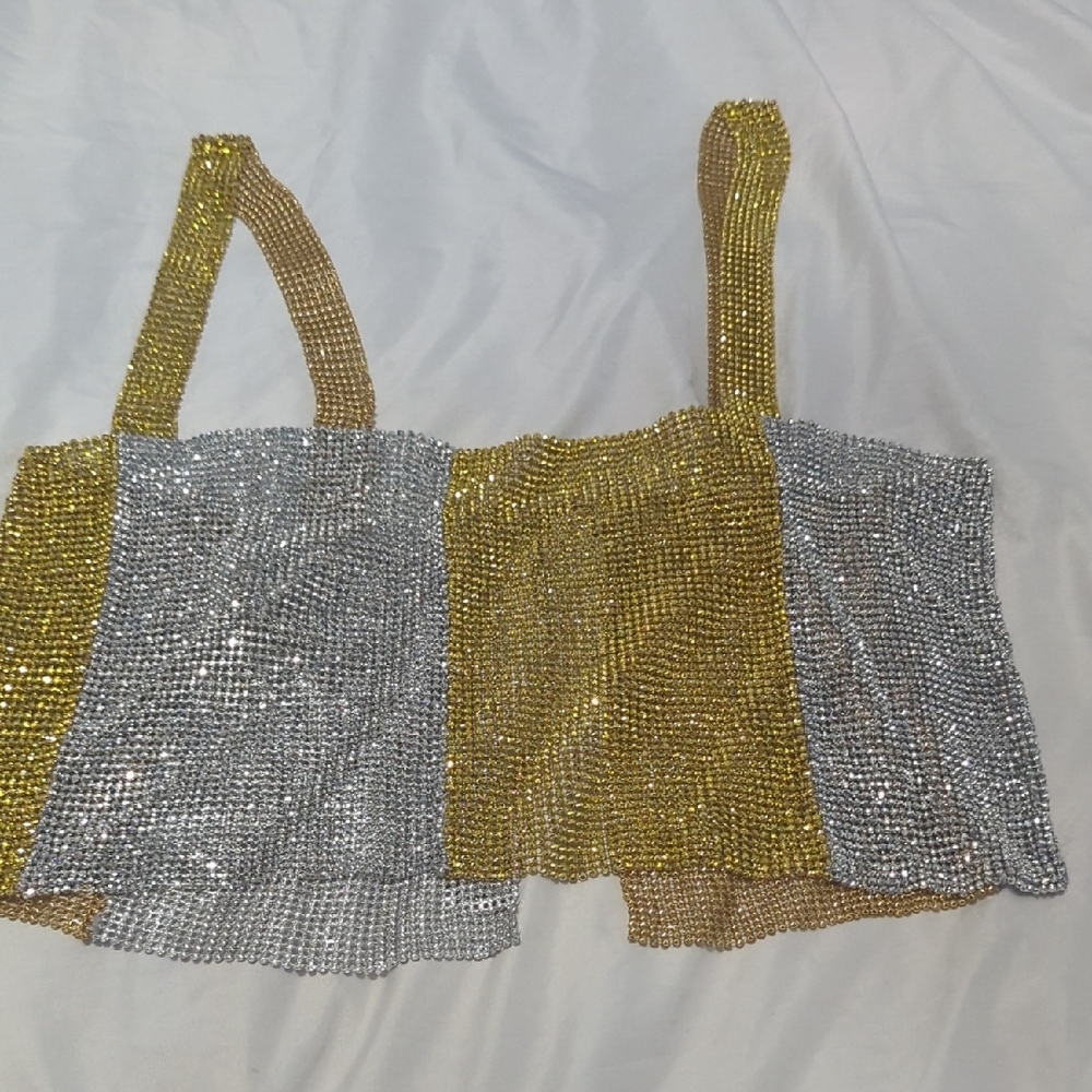 Glamorous Gold and Silver Women's Crop Top